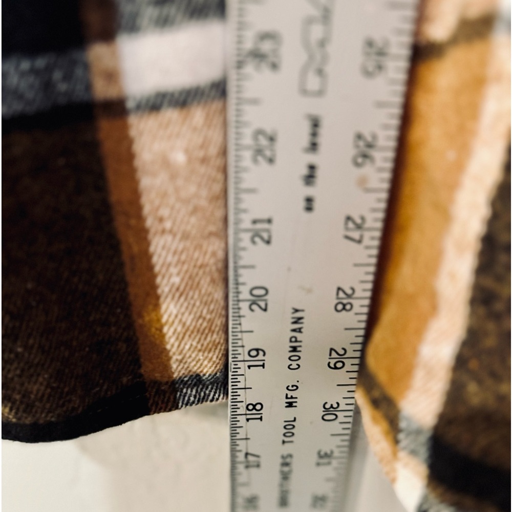 NWT Nine Britton Boyfriend Shacket Plaid Flannel Almond Brown Black SZ XL/XXL - Picture 14 of 16
